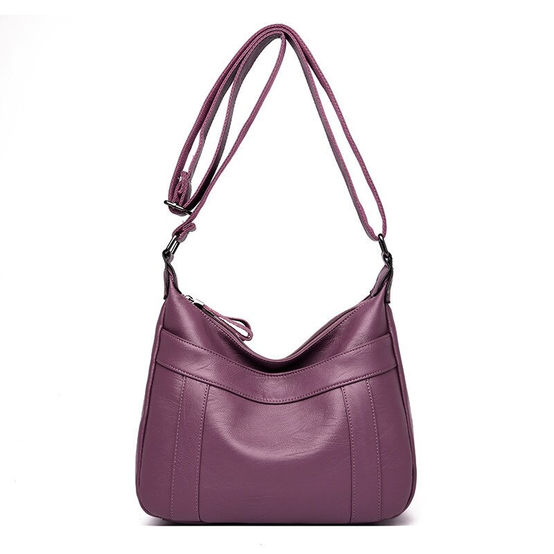 Simple Style Soft Leather Handbag Women Bags Ladies Hand bags Female Crossbody Messenger Bag Mother bolsa feminina: PURPLE