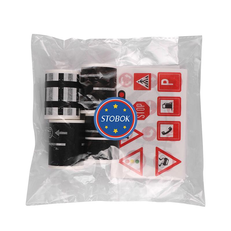 Stobok 9Pcs Railway Road Verkeer Tape Sticker Diy Road Verkeer Road Lijm Afplakband Auto Stickers Voor Kinderen Speelgoed auto Trein