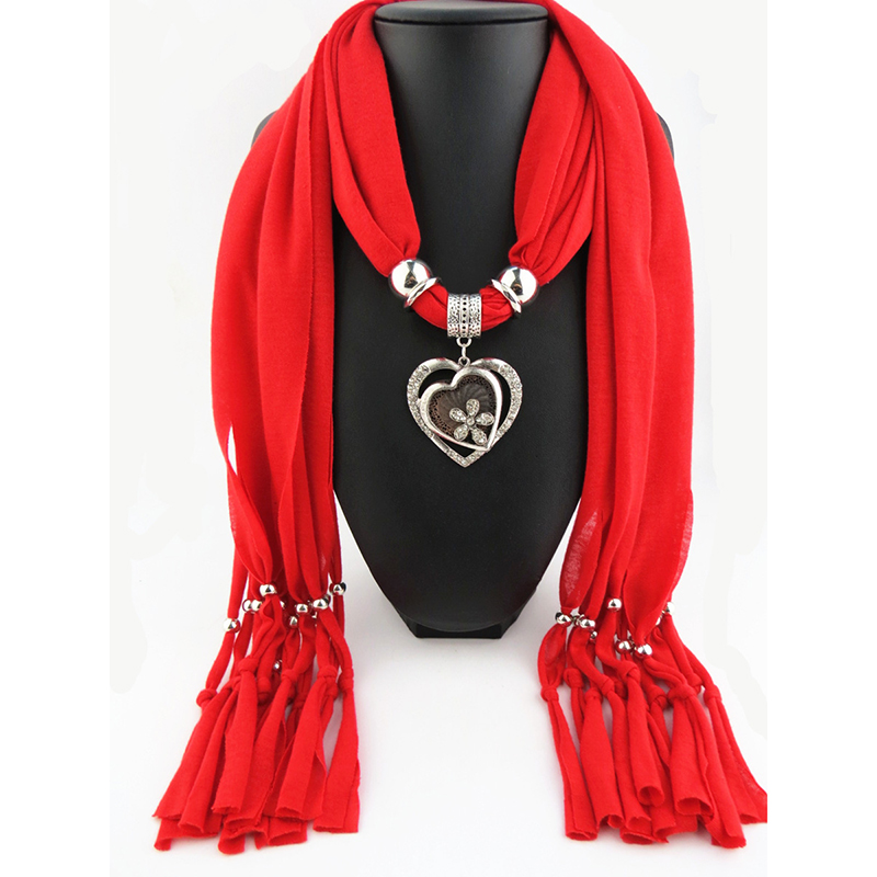 Kvinnor halsdukar halsband smycken hjärta ädelsten halsband hänge halsduk dam tofs halsdukar kvinnliga sjalar foulard femme