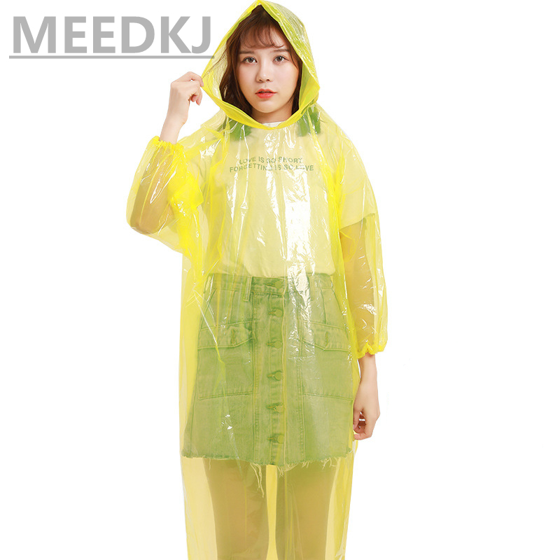 1 Uds. Chubasquero grueso impermeable para hombre transparente para acampar con capucha al aire libre portátil desechable PonchoFashion sra.: Yellow