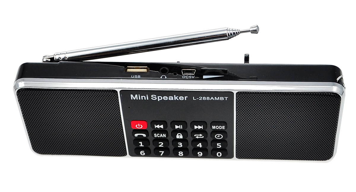 EONKO L-288AMBT Super Bass Bluetooth AM FM Radio with TF USB AUX Handsfree LED Display: black