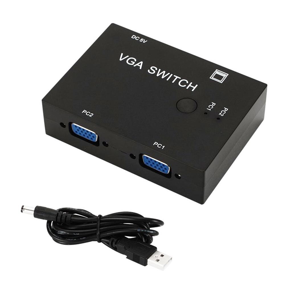 2 i 1 ut vga videodeling bryter bytter adapter velger til pc bærbar pc tilbehør