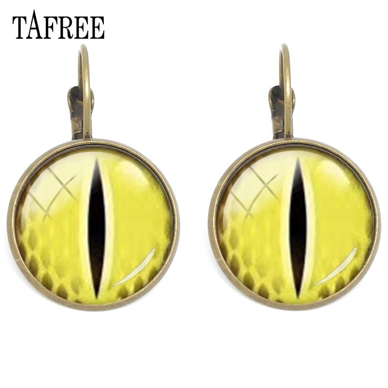 TAFREE Evil Dragon Eye Clip On Earrings Trendy Bright Color Earring Round Glass Cabochon Dome Handmade Jewelry EY296