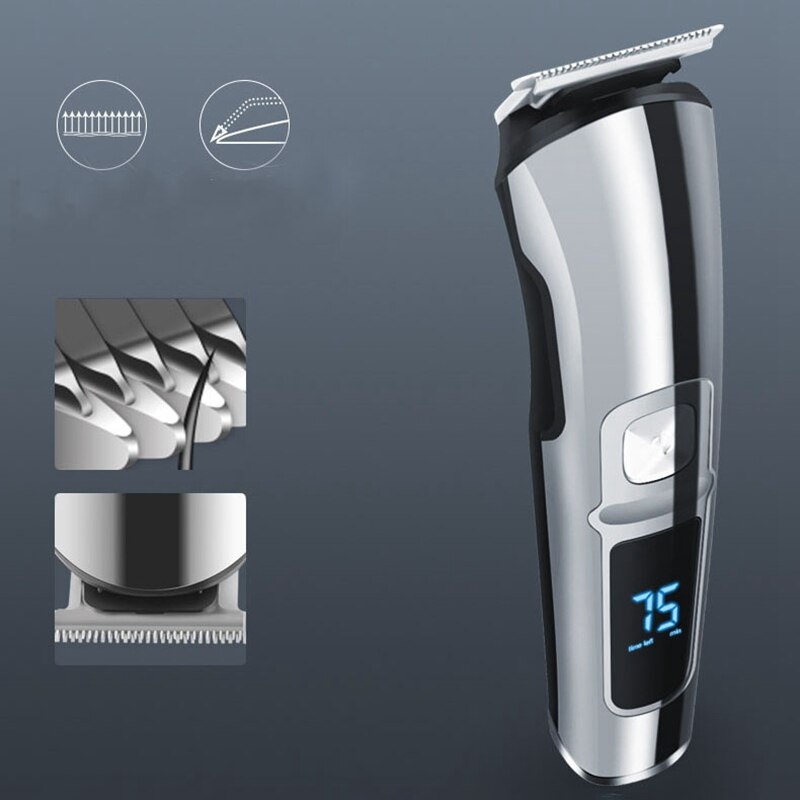 Baardtrimmer, draadloze tondeuse, snortrimmer voor mannen, waterdichte tondeuseset met led-display, bodygroomer