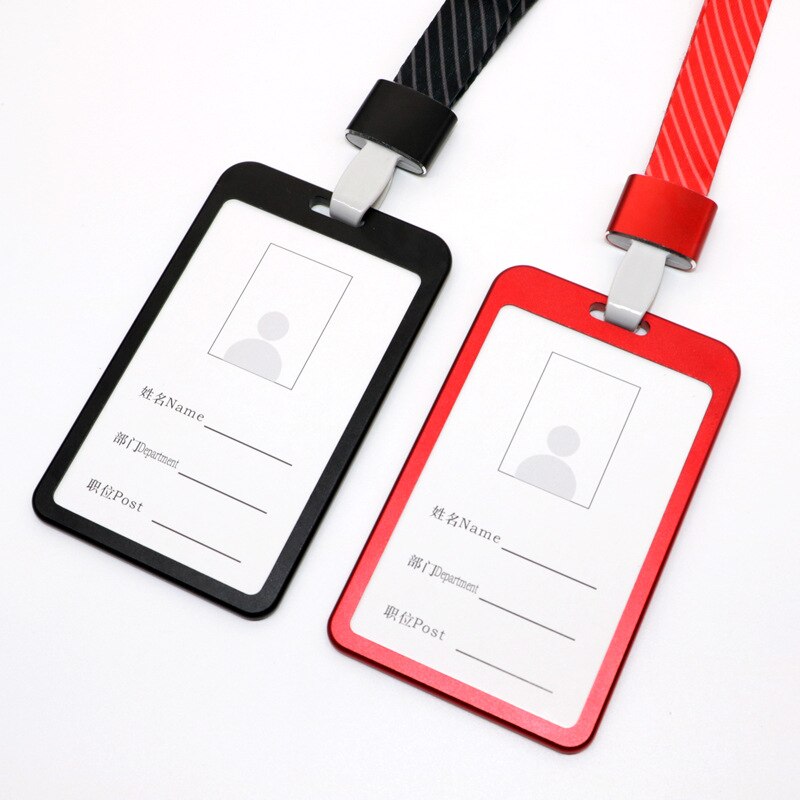 Metal ID Card Holder Lanyard Badge Holder Name Identification Sleeve Business Exhibit Office School Strap Neck Hang