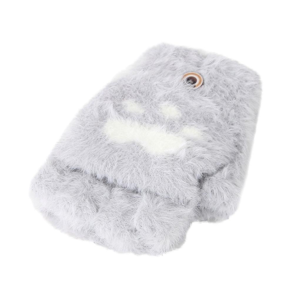 Children gloves Toddler Baby Winter Warm Knit Convertible Flip Top Cartoon Heart Mittens Gloves: gray