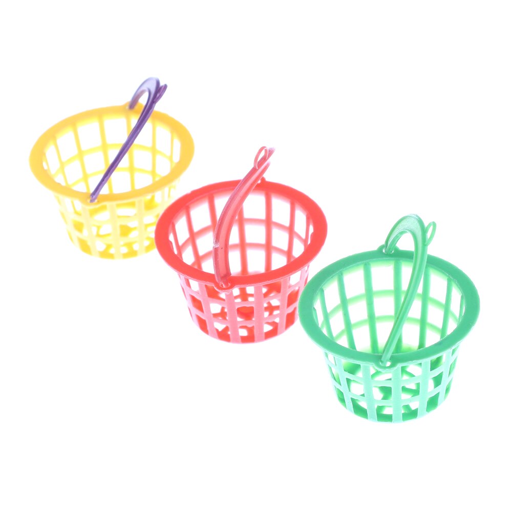 3 Pcs Toy Accessories Color Random 3PCS 4.2cm Plastic Trash Cans Basket 1:12 Dollhouse Miniature Model