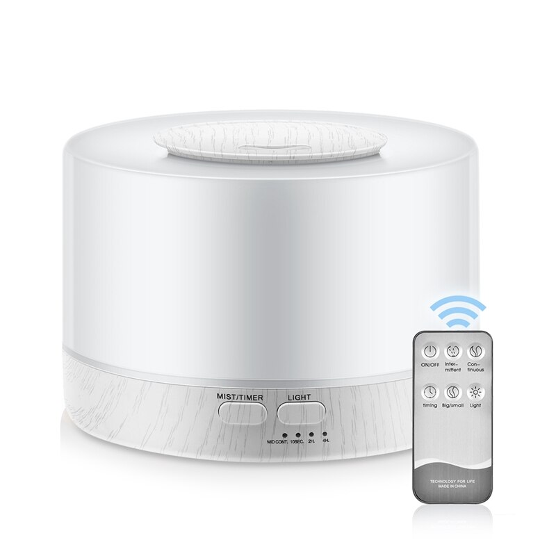 Diffuseur d'huiles parfumées cylindrique à télécommande, humidificateur et vaporisateur avec 7 led colorées, prise us/uk/eu/au/jp
