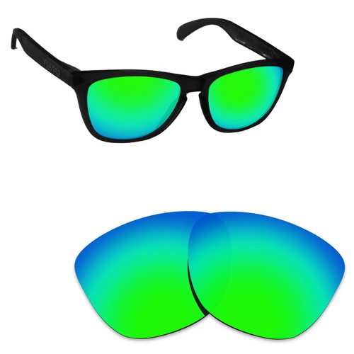 Verres de rechange polarisants Oakley Frogskins | Verres de rechange, variétés de montures, pour Oakley Frogskins: Green Mirrored