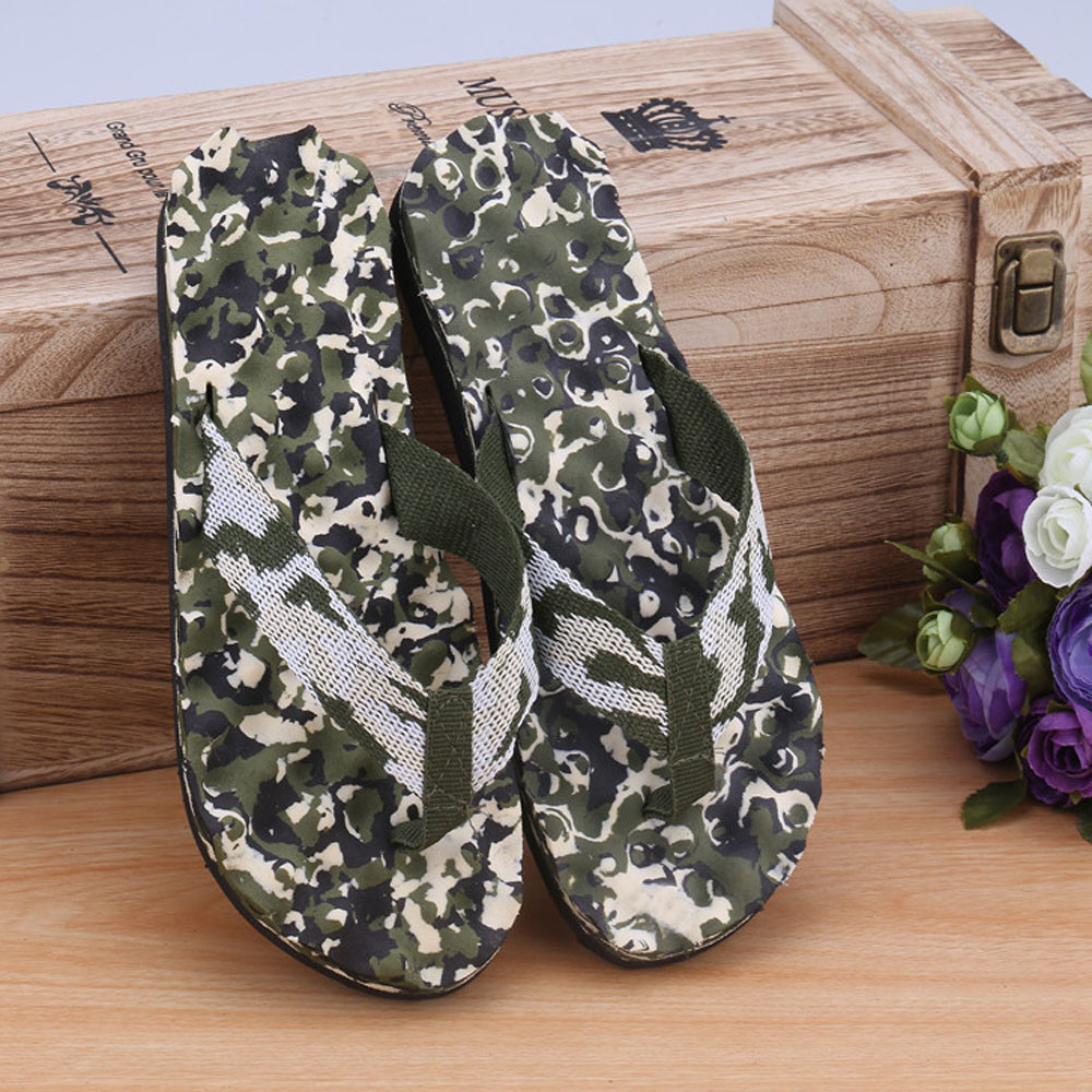 Men Slippers Men Shoes Camouflage Mens Shoes Flip Flops Beach Outdoor Home Slippers Zapatos De Hombre Обувь Мужская Тапочки: Green / 42
