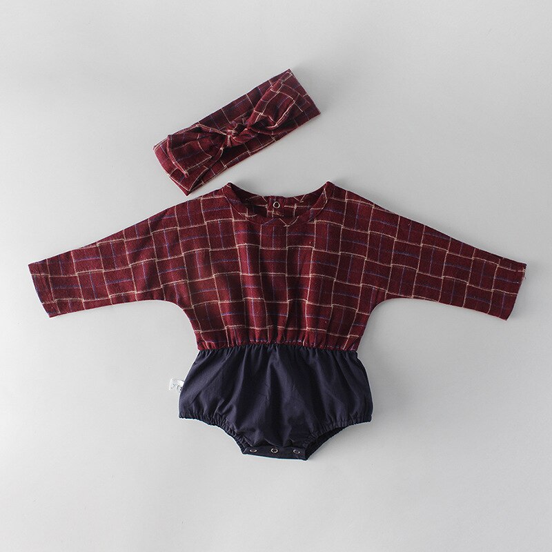 MILANCEL Frühling Neue Baby Kleidung Plaid Karosserie für Jungen Baumwolle Baby Mädchen Kleidung Langarm Baby Karosserie 0-2 jahre: tief rot / 12m