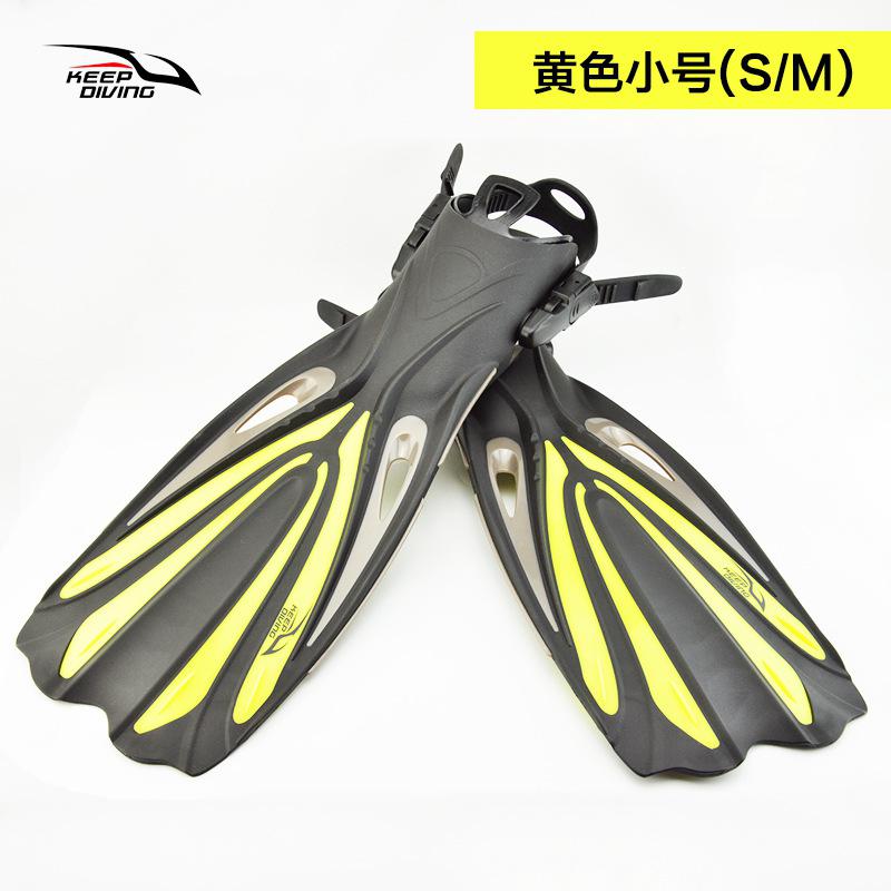Aletas largas de natación para adultos, para deportes acuáticos, buceo, pies de buceo, aletas flexibles antideslizantes: yellow S M