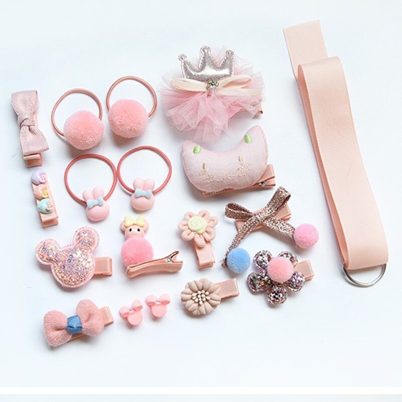 18pcs Children Hair Clip Girl Headwear Boxed Hairpin Hair Rope Accessories Hair Ring Circle Kid Lovely Rubber Band