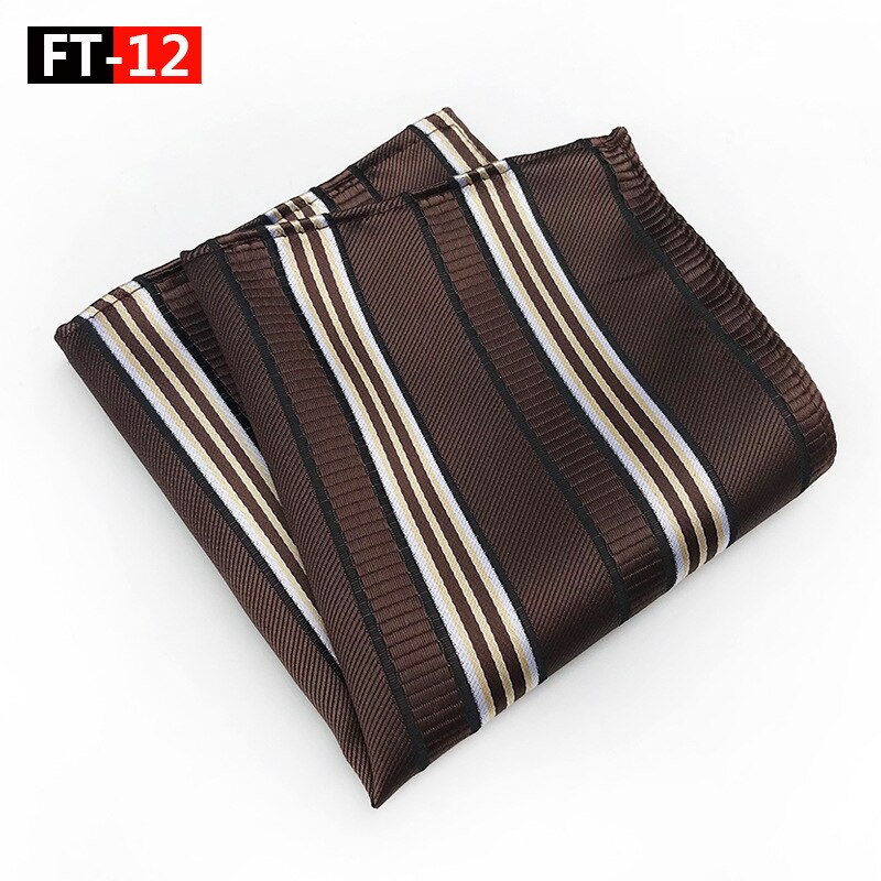 Mouchoir de poche bleu gris jaune #39 pour homme, mouchoir imprimé à rayures, mouchoir en soie et polyester, pochette de travail, serviette de poitrine 25*25cm: Ft 12