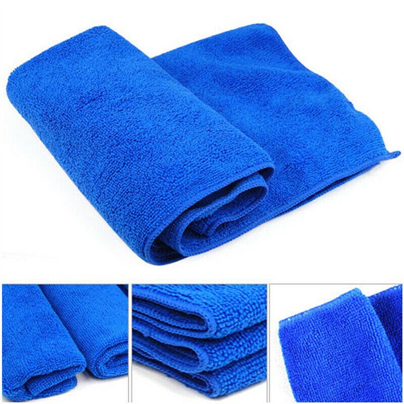 Toalla azul de lavado para pulir el coche, paño de microfibra de 25*25cm para encerar, almohadilla para pulir, fuerte absorción de agua