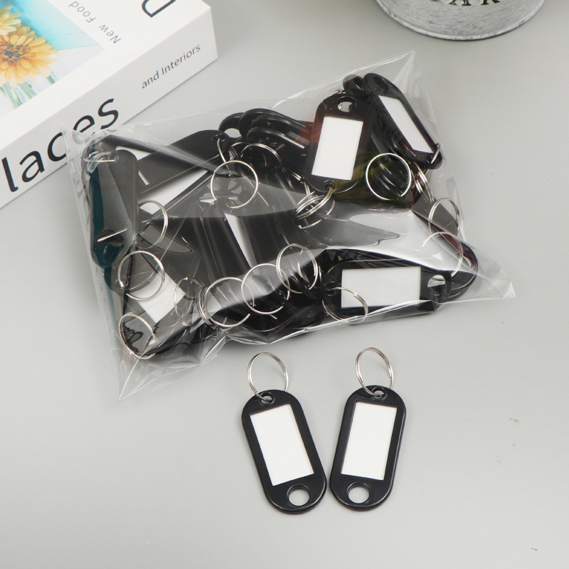 10-50 stks/partij Sterke Plastic Sleutel Tags met Split Ring Label Venster voor DIY Sleutelhanger Kit Genummerde Naam bagage Bagage Tags: 6 cm / YELLOW