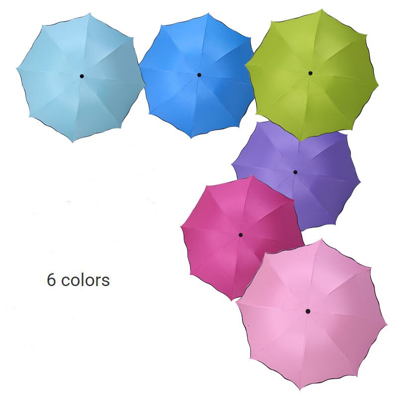 UV-proof Tri-folding Sun Umbrella Wind Resistant Umbrella Rain Women For Men Parasol Compact Large Travel Turn Into flower: Random color