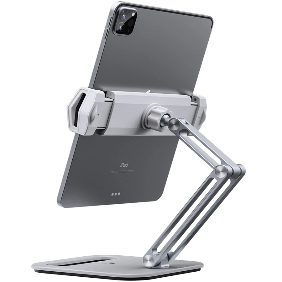 Lange Arm Aluminium Tabletstandaard Verstelbare Opvouwbare Ipad Standaard Ergonomische 360 ° Draaibare Tablet En Telefoonklem Houder: Olive