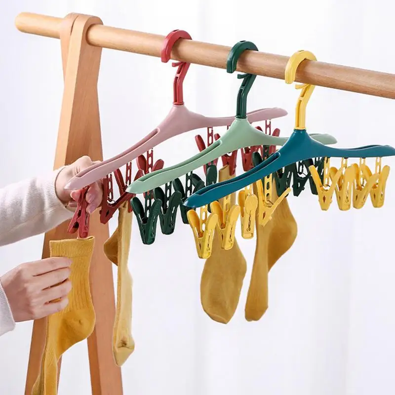 8Clips Clothes Drying Hanger Windproof Underwear Socks Drying Rack Hanger Multifunction Clothes Hanger