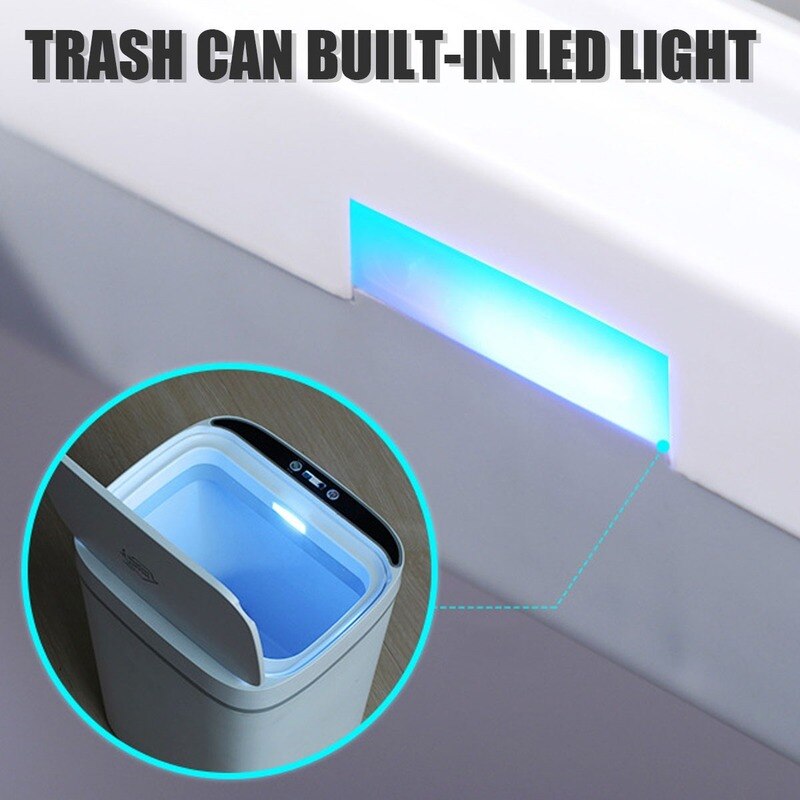 12L Home Automatic Touchless Trash Can Smart Infrared Motion Sensor Kitchen Rubbish Waste Garbage Bin Built-in LED Light