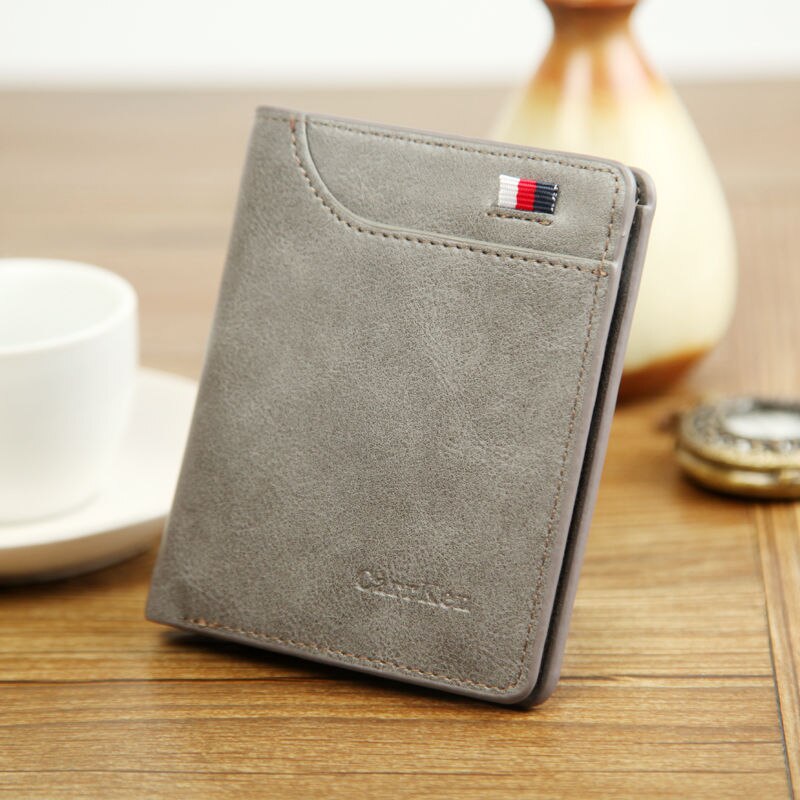 HENGSHENG PU Leather Men Wallet with Card Holder Man Luxury Short Wallet Purse Wallets Casual Standard Wallets: gray