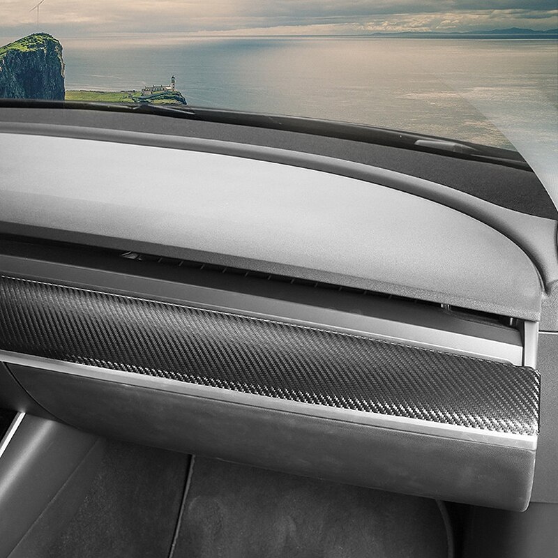 Modifisert film for midtre kontrollpanel karbonfiber lærbeskyttelsesfilm for dashbord egnet for tesla modell 3