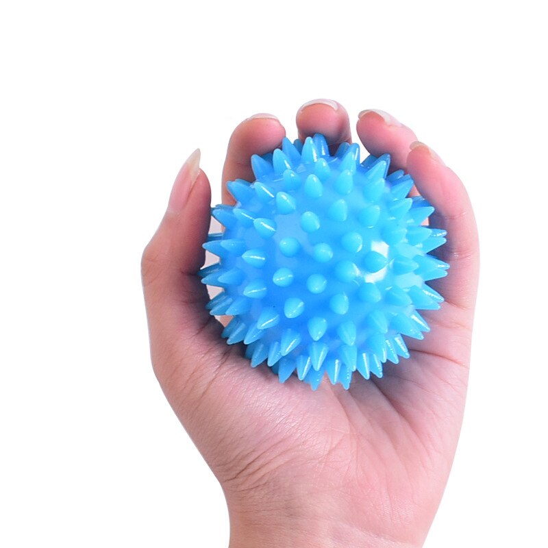 TPR 7CM Diameter Hollow Soft Spike Ball Hand Strength Recovery Exercise Massage Ball Yoga Fitness Spiky Massager Trigger Point: Light Blue-6.5cm