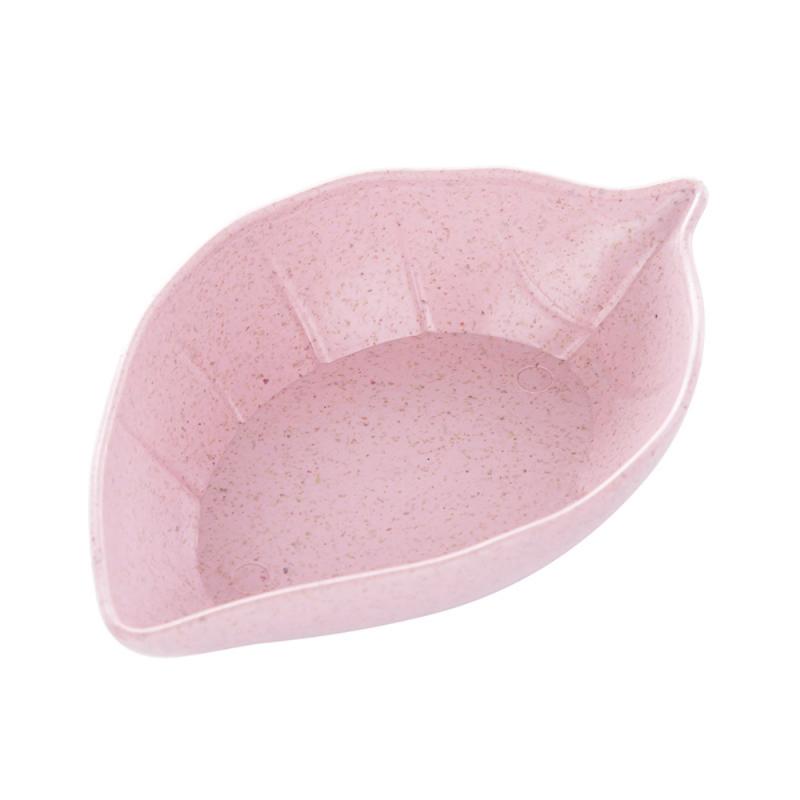 Kitchen Tools Seasoning Cocina Dish Bowl Wheat Straw Small Plates Snack Dish Sauce Plate Multipurpose Kitchen Tableware Supplies: Leaves - Pink