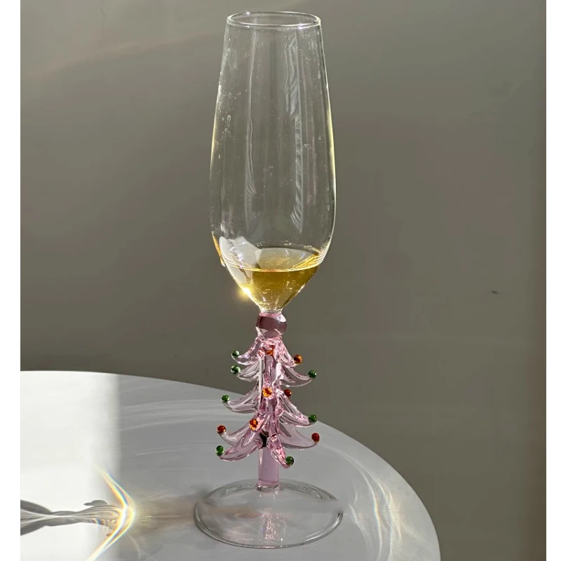 AhunderJiaz-vasos de champán navideños rosas, copa de cristal transparente, taza para árbol de Navidad, suministros de decoración para en casa: Gris oscuro