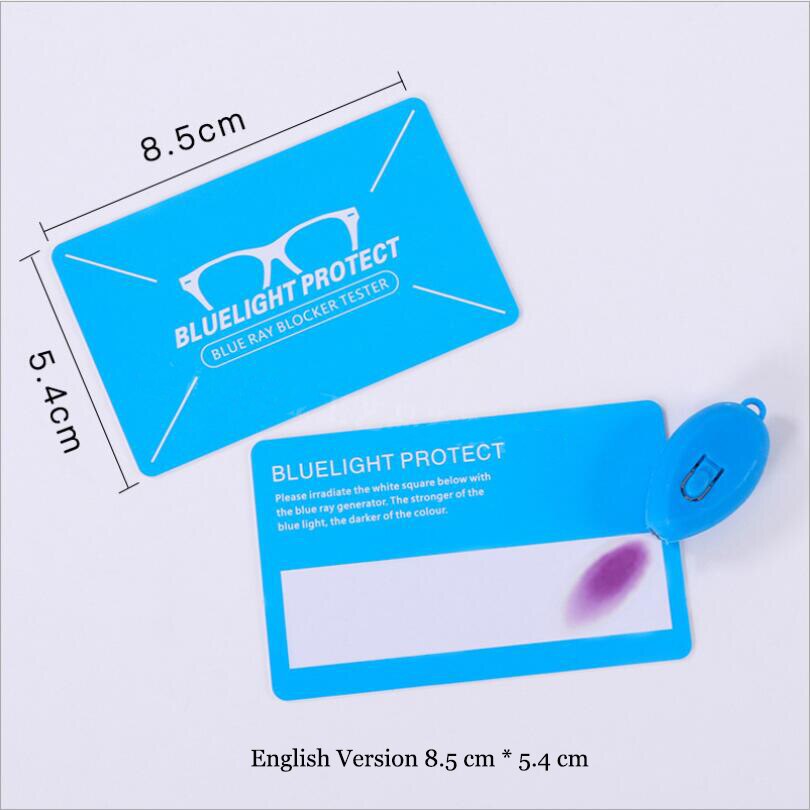 Engels Versie Pvc Anti-Blauw Licht Testkaart Licht Bril UV400 Accessoires Card Blauw Licht Detectie Generator Kaart En temp: English Version 2