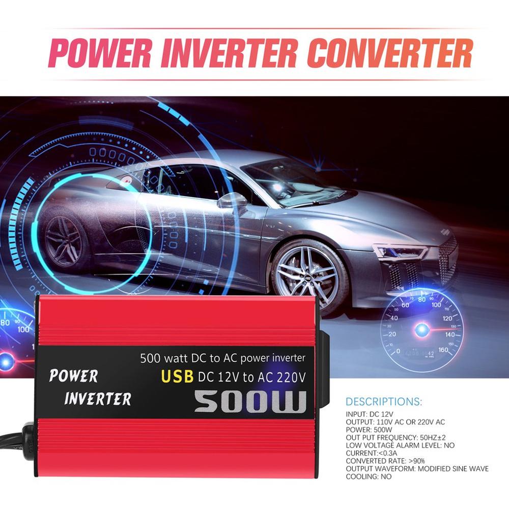 Dc 12v til 110v 220v ac bil inverter automatisk transformator med dobbel usb bil adapter 500w dc til ac strøm omformer