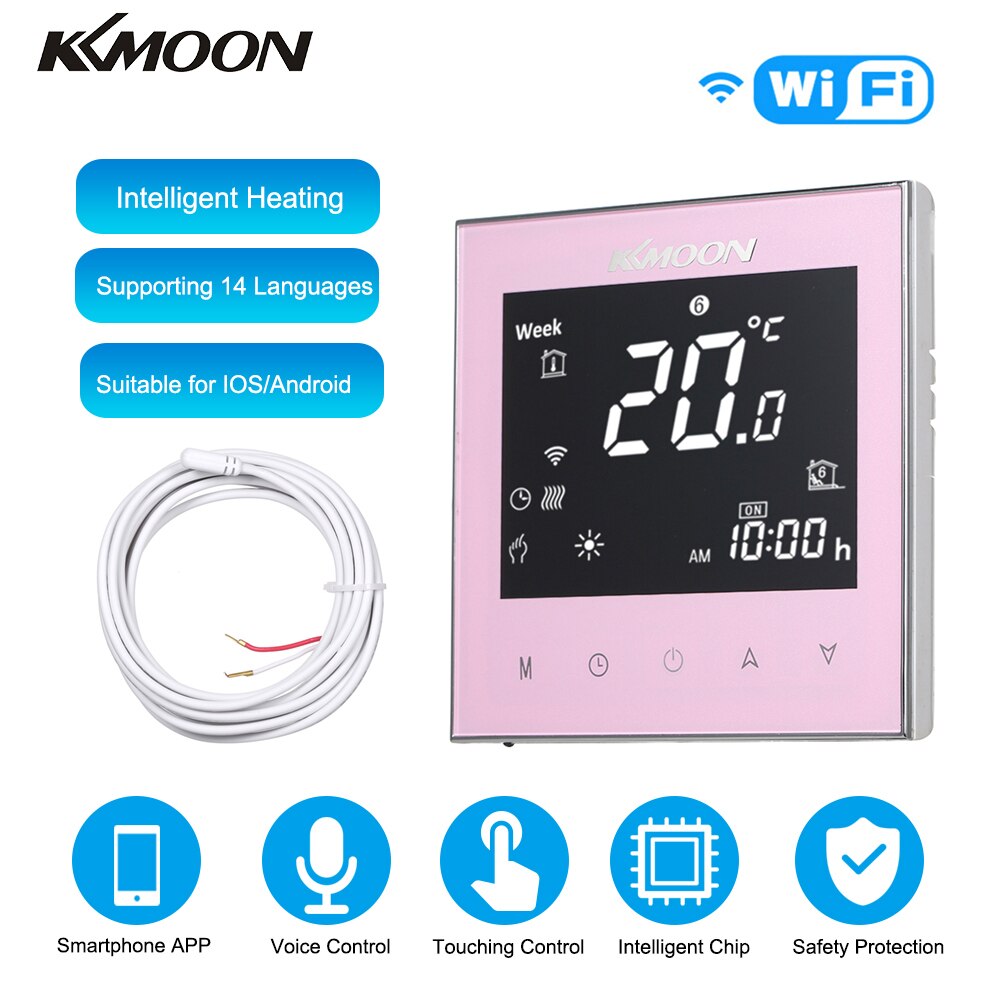 Termostatos digitales KKmoon, termostato de calefacción para suelo, sistema de calefacción eléctrica, Sensor de aire de suelo, control de temperatura WiFi