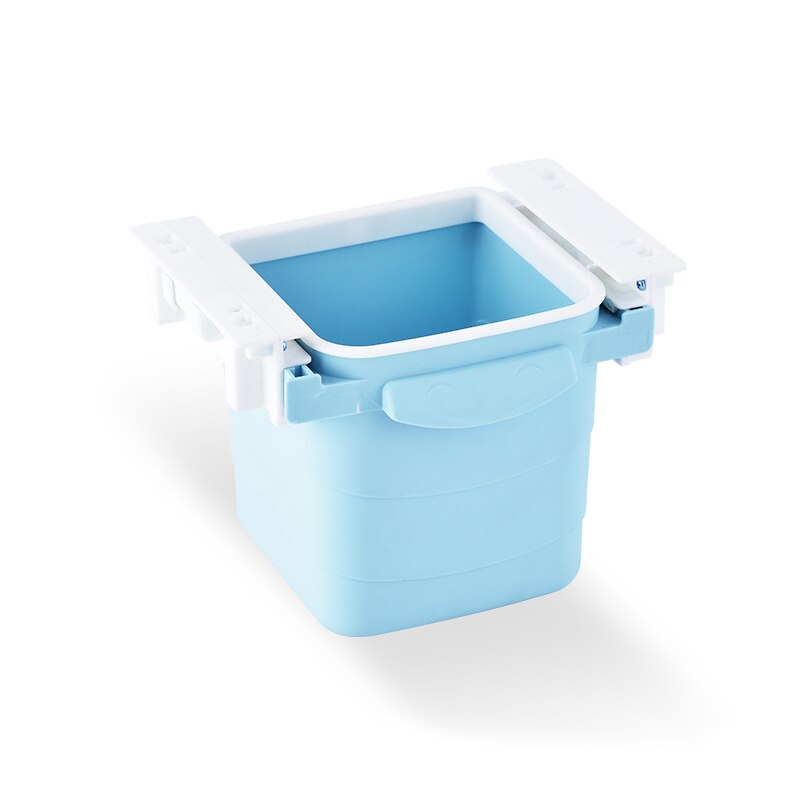 O lixo retrátil da lata de lixo da tração invisível do escritório da lata de mesa do agregado familiar da gaveta do lixo sob tabelas push-pull escaninhos de lixo portáteis: blue A