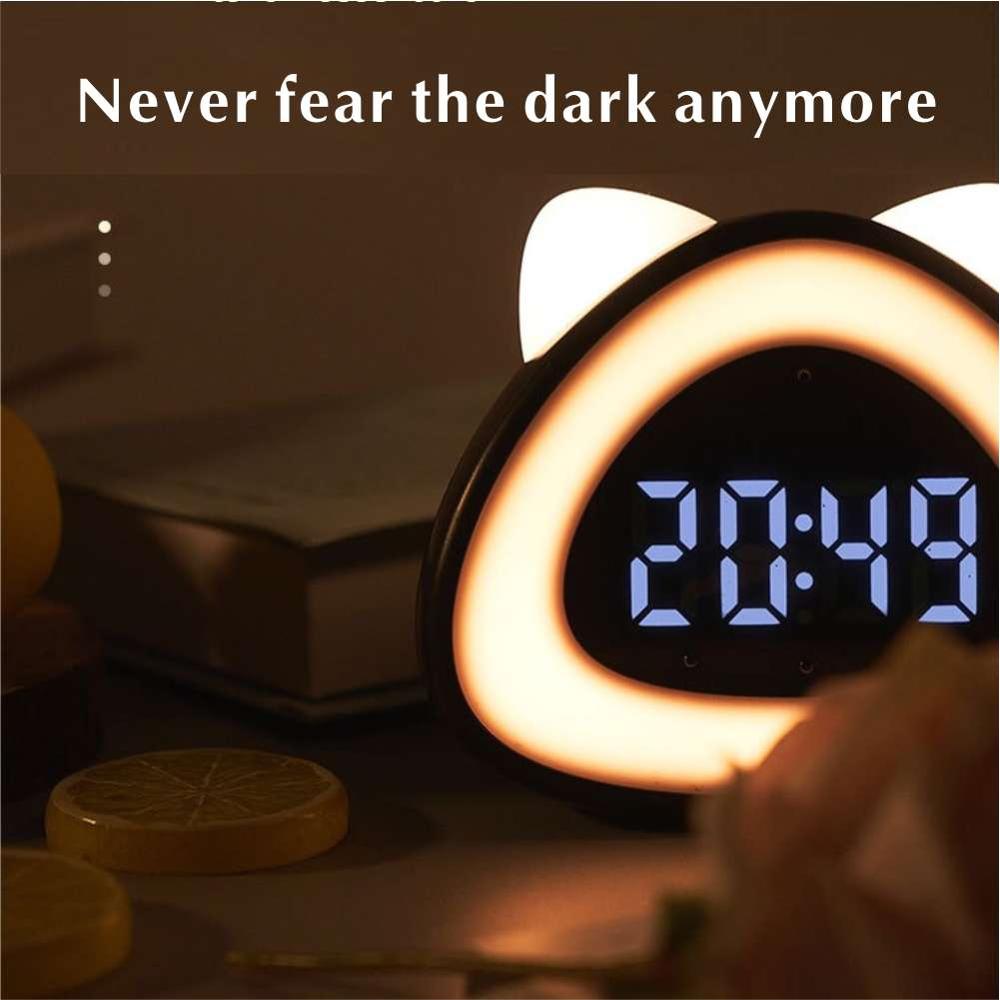 Digitale uhr nachttisch uhr aufwachen-hoch lampe katze-förmigen wecker schreibtisch Klang-gesteuert elektronische uhr mit Thermometer