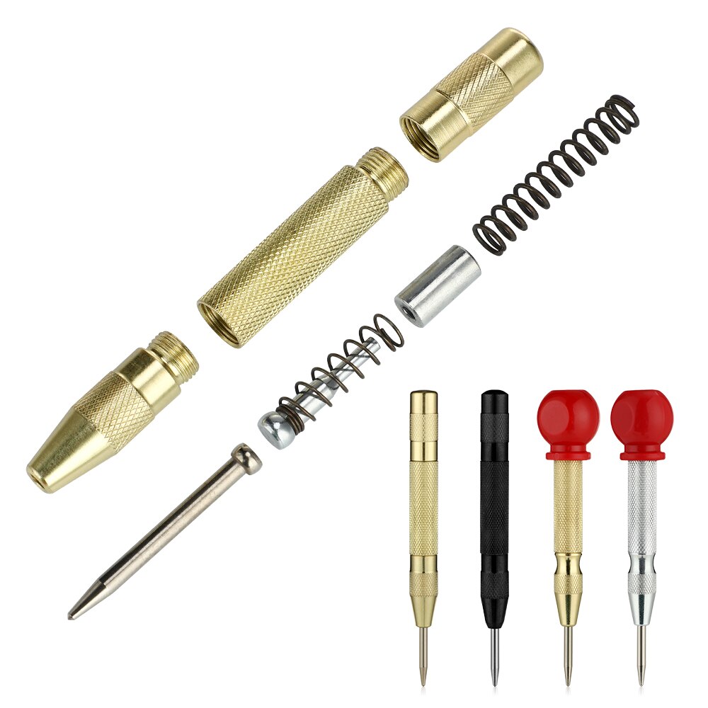 Automatic Center Pin Punch Spring Loaded Marking Starting Holes Tool Wood Press Dent Marker Woodwork Tool Hole Drill Bit Tools