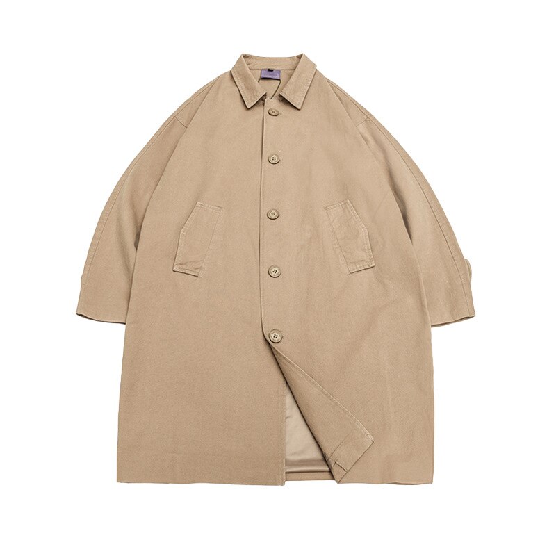 Gabardina básica Retro de estilo japonés Unisex, ropa de trabajo de longitud media, de un solo pecho, por encima de la rodilla, otoño e invierno, 2022