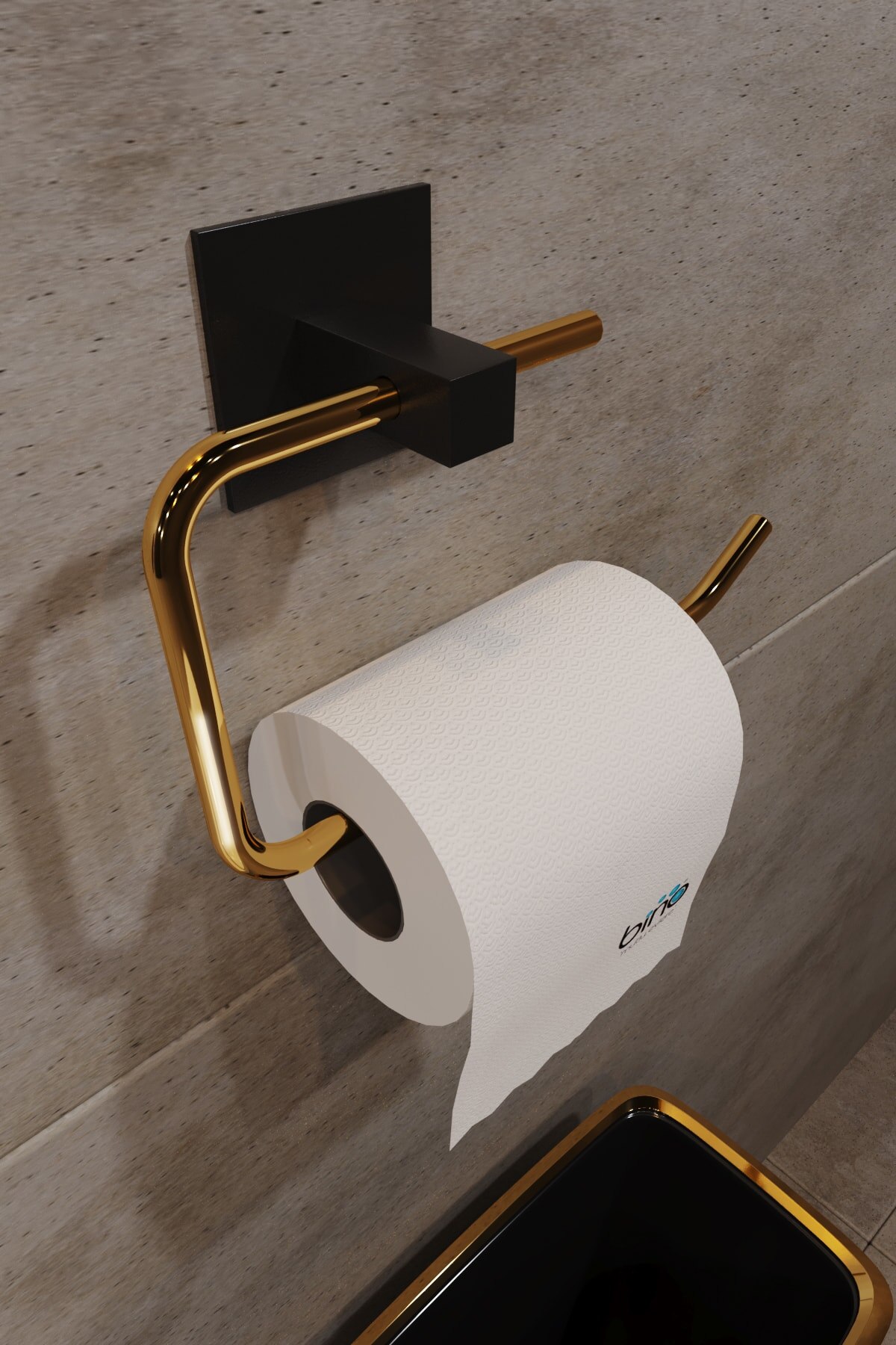 Gold Stainless Steel Wc Sheet Toilet Roll Holder Toilet Paper Rack Adhesive