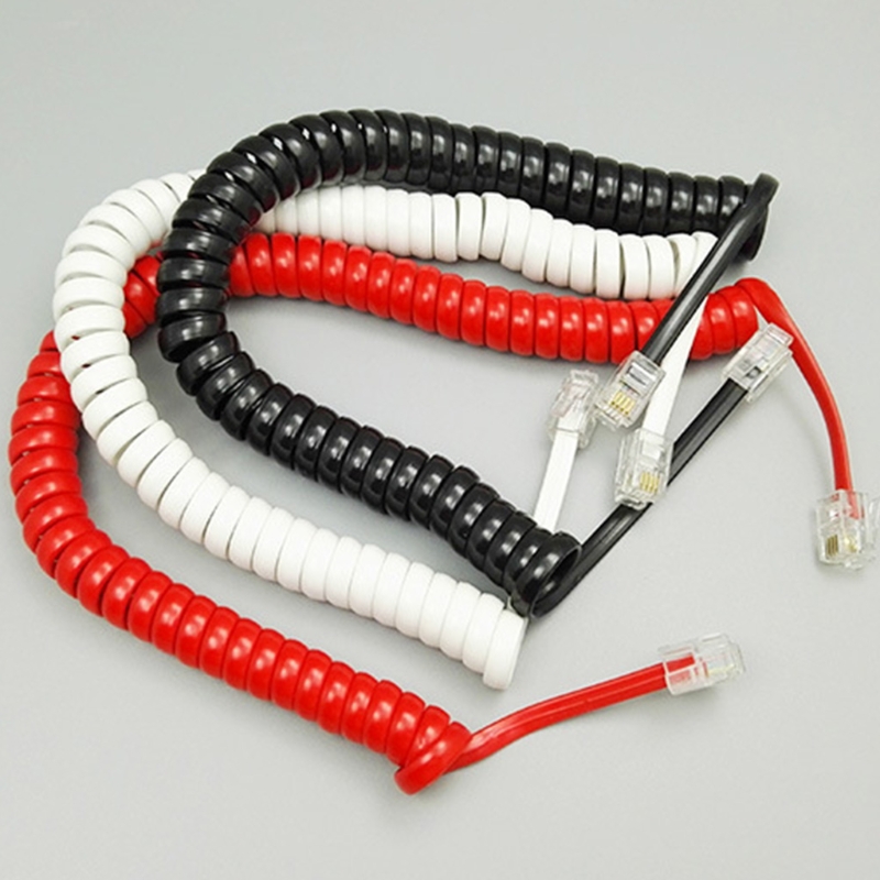 RJ9 Opgerolde Telefoondraad 6FT Gebogen Vaste Telefoon Handset Handvat Lijn 6Feet