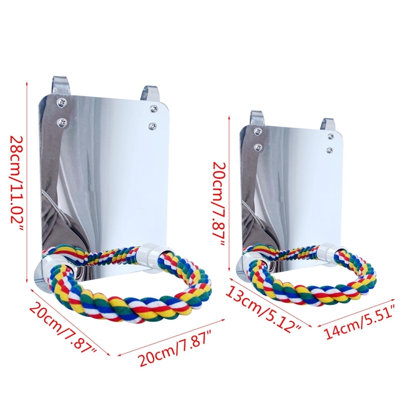 Acryl Vogel Spiegel Met Touw Zitstokken Vogel Speelgoed Schommel Comfy Baars Voor Parkiet