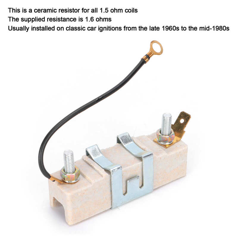 Resistencia de la bobina de encendido, dispositivo de Metal cerámico resistente al desgaste para Resistor de balasto de cerámica de coche clásico de 1,5 Ohm