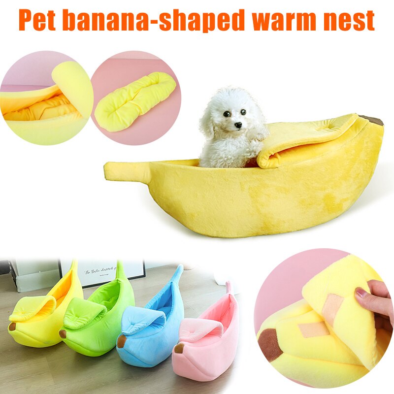 Sød katteseng bananformet blød kat kæleseng hus dejlige kæledyrsartikler til kattekillinger kanin små hunde  xh8z
