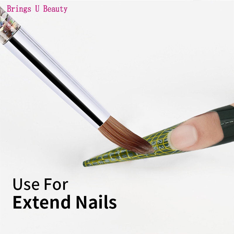 1pc fiber hår akryl nagelborste akryl naglar rund nagel konst borste med flytande glitter handtag för carving målning förlängning