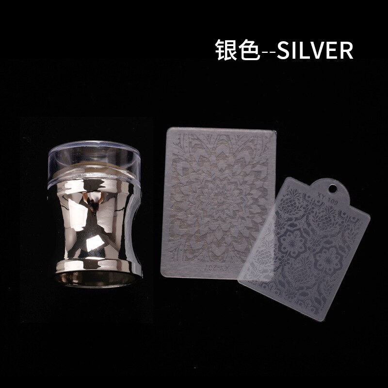 1Pc Clear Silicone Head Nail Stamp Stamping Manicure Tool With Scraper Print Patterns 6 Colors Transparent Nail Stamper: WHITE