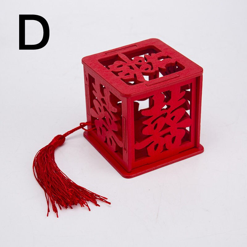 Nueva caja de de caramelo de madera roja doble felicidad China cajas de de boda decoración de: D