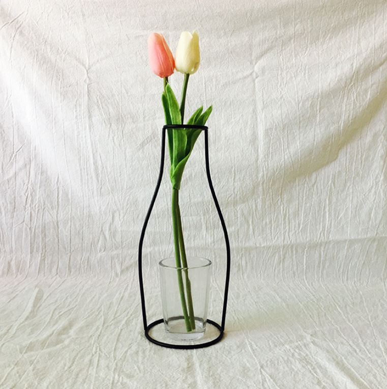 Nordisk minimalistisk abstrakt vase linjer sort en jern vase blomster vase tørret blomst: F