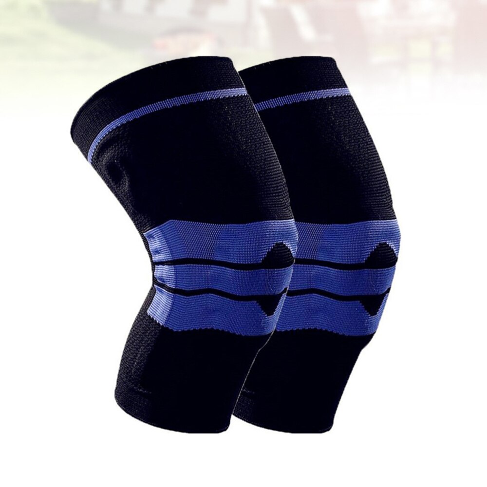 2Stck Fitness Laufen Radfahren Knie Unterstützung Hosenträger Elastischen Nylon Sport Knie Pad Hülse (Verstärkt Typ, größe M, Bla