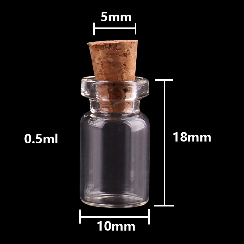 0.5Ml 0.8Ml 1Ml Mini Glazen Flessen Met Kurk Lege Spice Flessen Potten Ambachten Flesjes 300 stuks