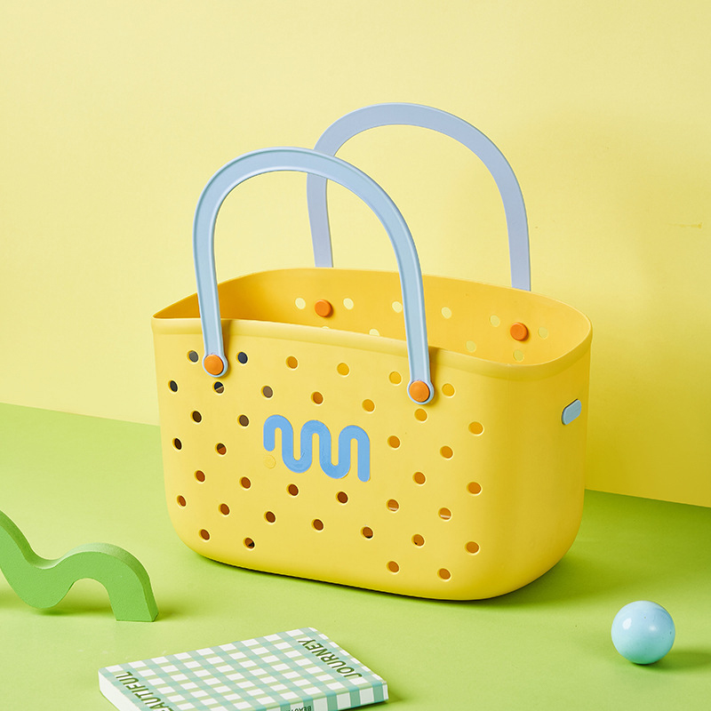 Handheld badmand Uitneembare boodschappenmand Badkamer Huishoudelijke artikelen Opbergmand Badhuis Speelgoed Snack Plastic Organizer: Rood