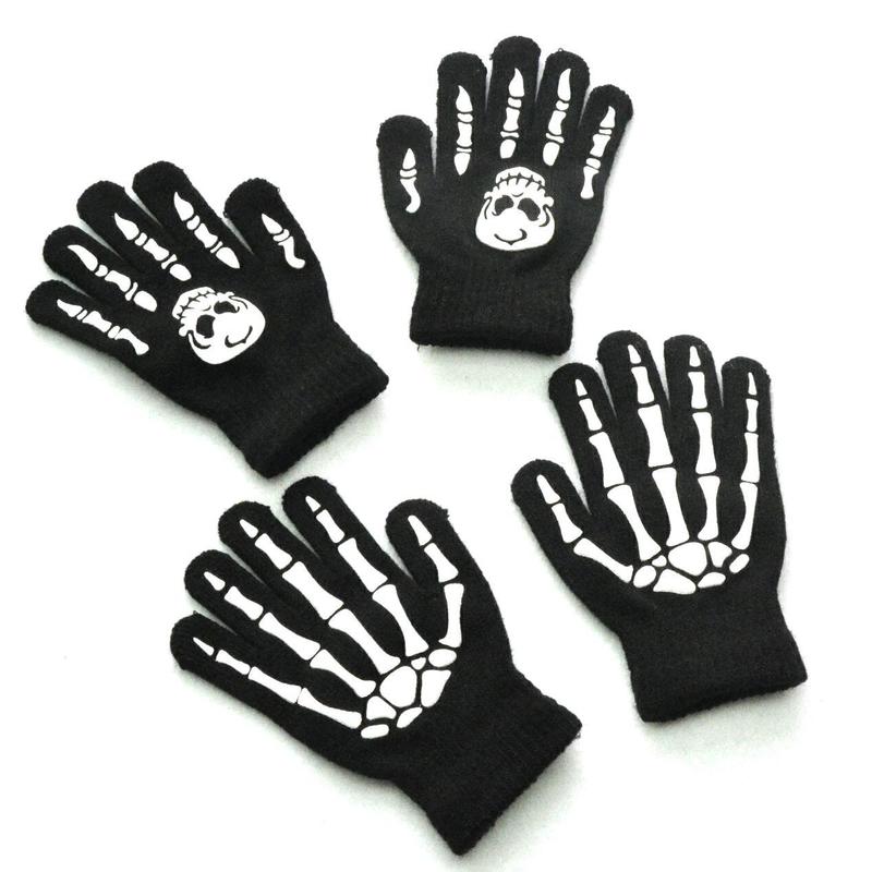freundlicher Gestrickte Leucht Handschuhe Halloween Skelett Finger Fäustlinge Geister Pfote Volle Finger Handschuh für Art