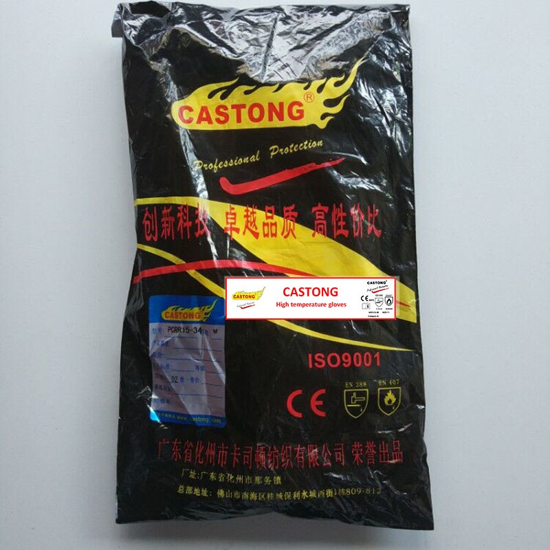 CASTONG-guantes ignífugos de alta temperatura, papel de aluminio + aislamiento de algodón, protección antiquemaduras, 200 grados
